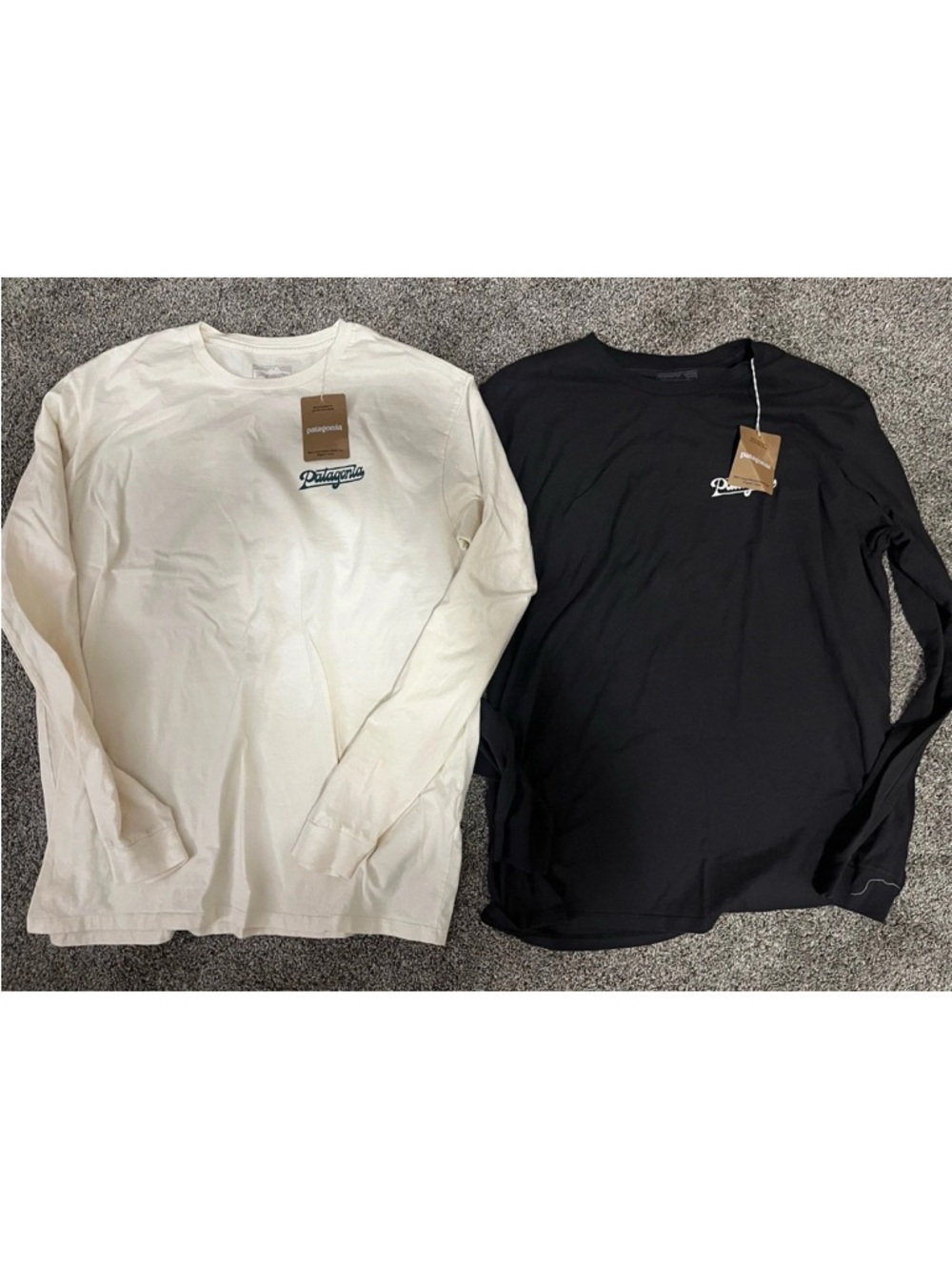 Patagonia Men’s Long-Sleeve Logo Tees - White & Black